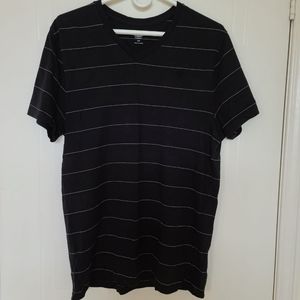 Old Navy Men's Striped V-Neck Short Sleeve T-shirt, Large, Black/White